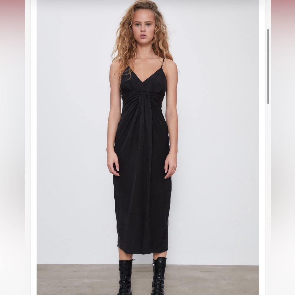 New Zara Black Midi Dress Size Large